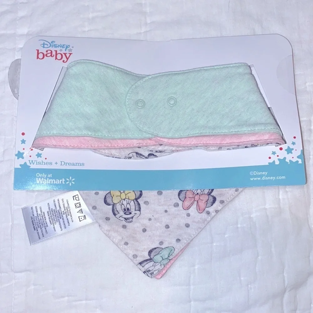Disney Minnie Mouse 3 Pack Baby Girl Bibs Drool Bandana Fabric